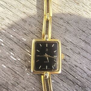 Vintage JJ Gold and Black Women's Watch Needs Battery